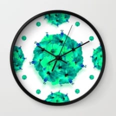 green flower gem clock