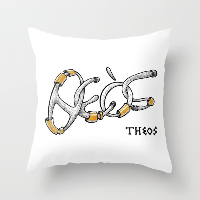 THEOS Throw Pillow  by Dezigner Dude
