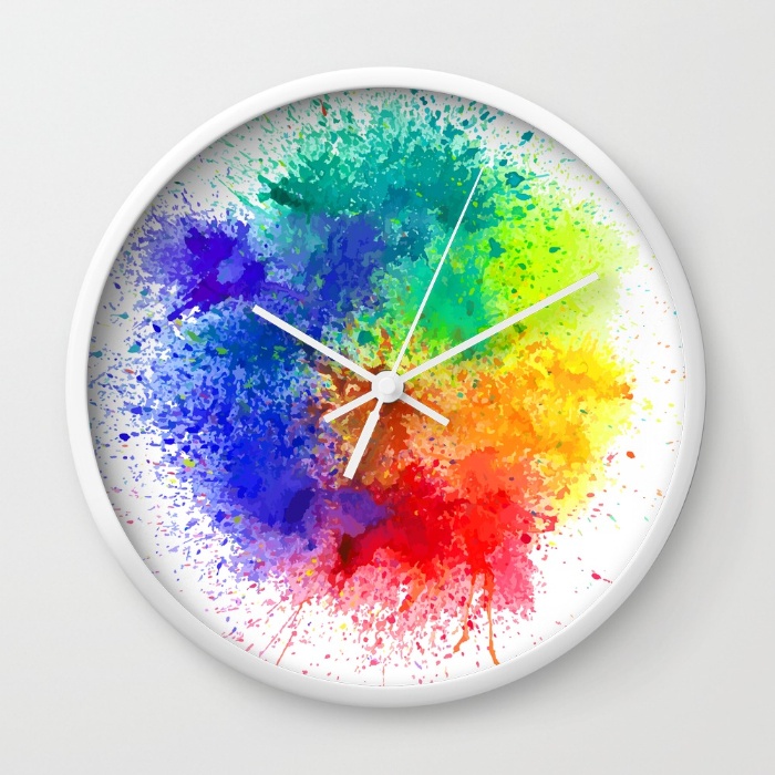 Holi Wall Clock - White Frame and Hands