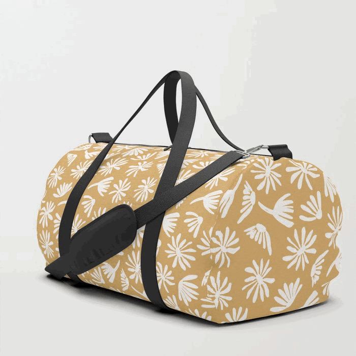 Daisies Mustard Duffle Bag by CASCINO LAB 
