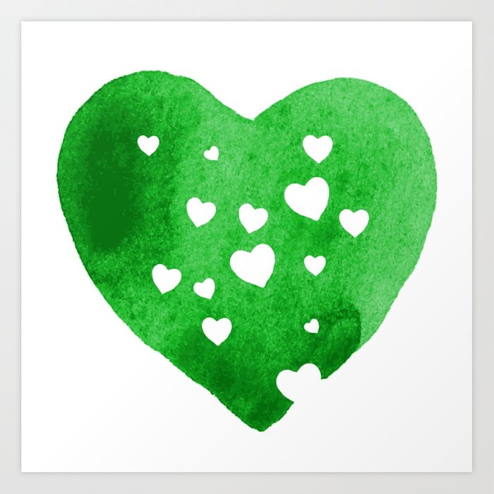 Green Heart Print