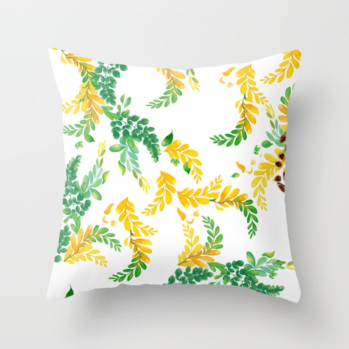 Moringa Leaves Throw Pillow  by DezignerDude 
