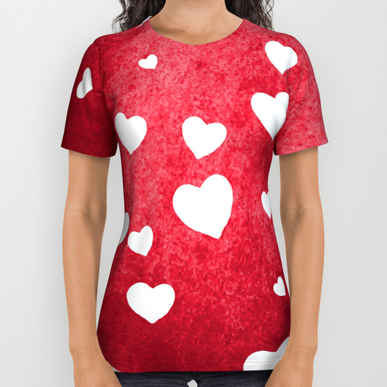 Red Hearts All Over Print Shirt by DezignerDude