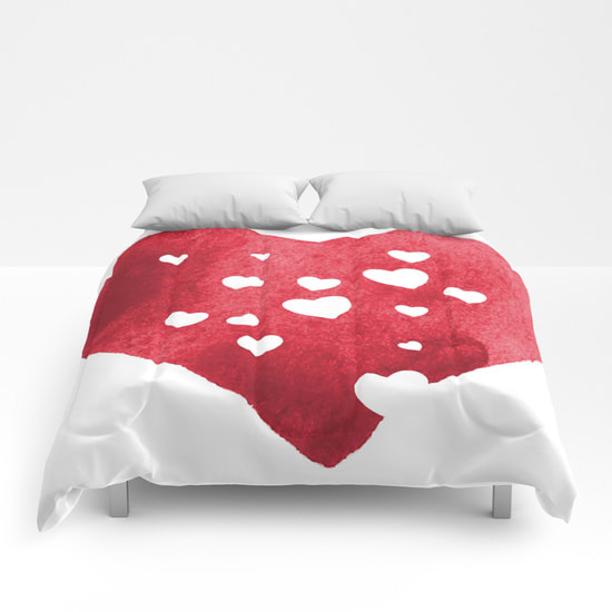 Red Hearts Comforters by DezignerDude