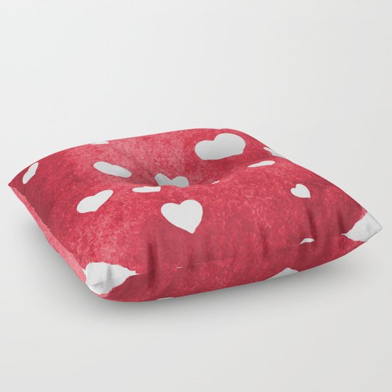 Red Hearts Floor Pillow by DezignerDude