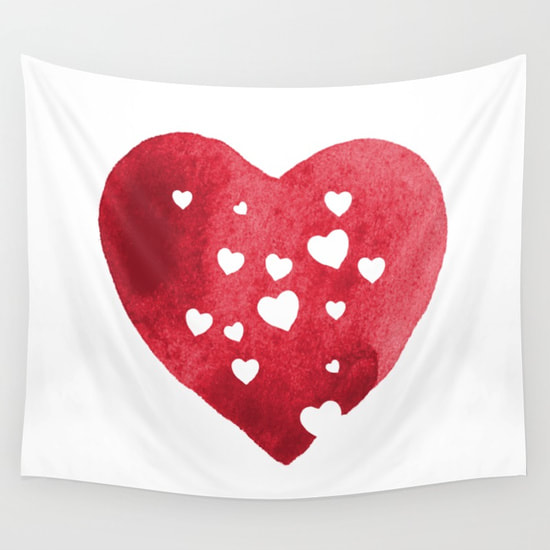 Red Hearts Wall Tapestry by DezignerDude
