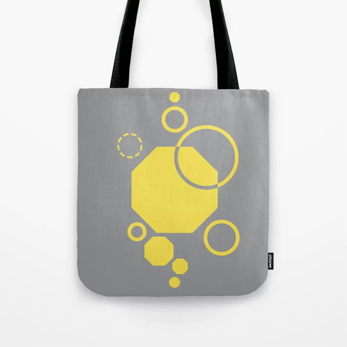 Yellow Grey Three Tote Bag by Dezigner Dude 