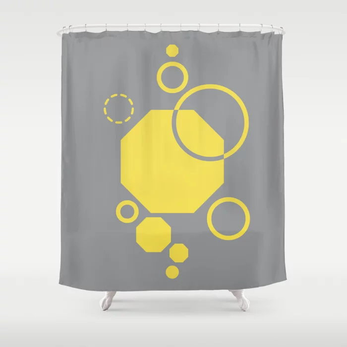 Yellow Grey Three Shower Curtain by Dezigner Dude 