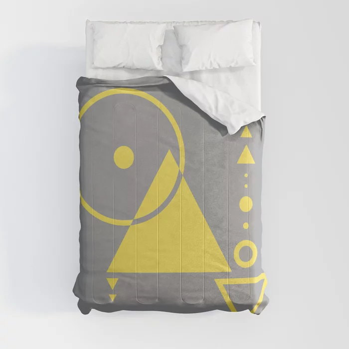 Yellow Grey Two Comforters by Dezigner Dude 
